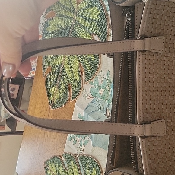 NWT Gorgeous leather patricia nash small woven Ava tote in STONE - Picture 10 of 12